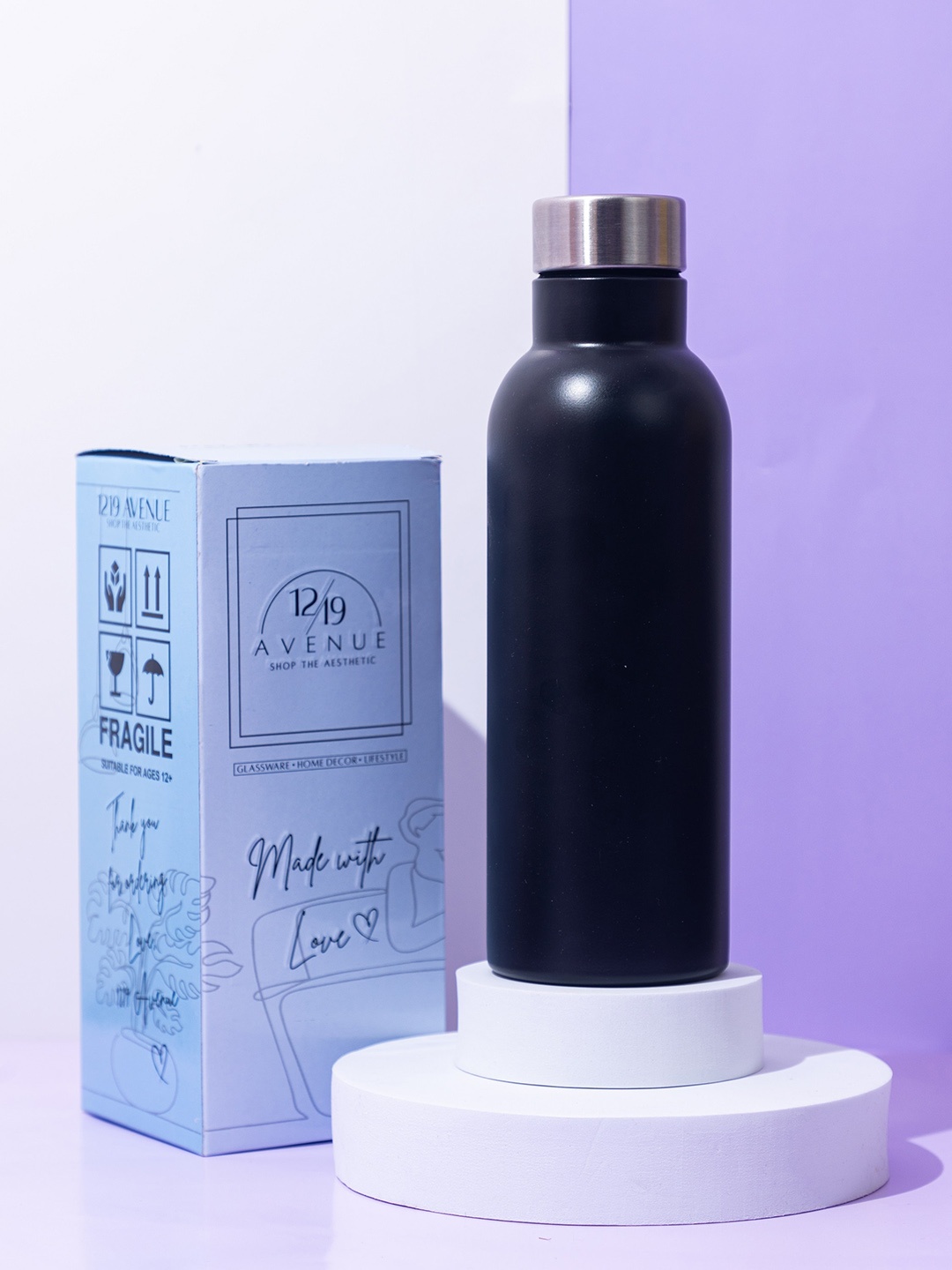 

1219 Avenue Black Stainless Steel Single Wall Vacuum Water Bottle 1 L