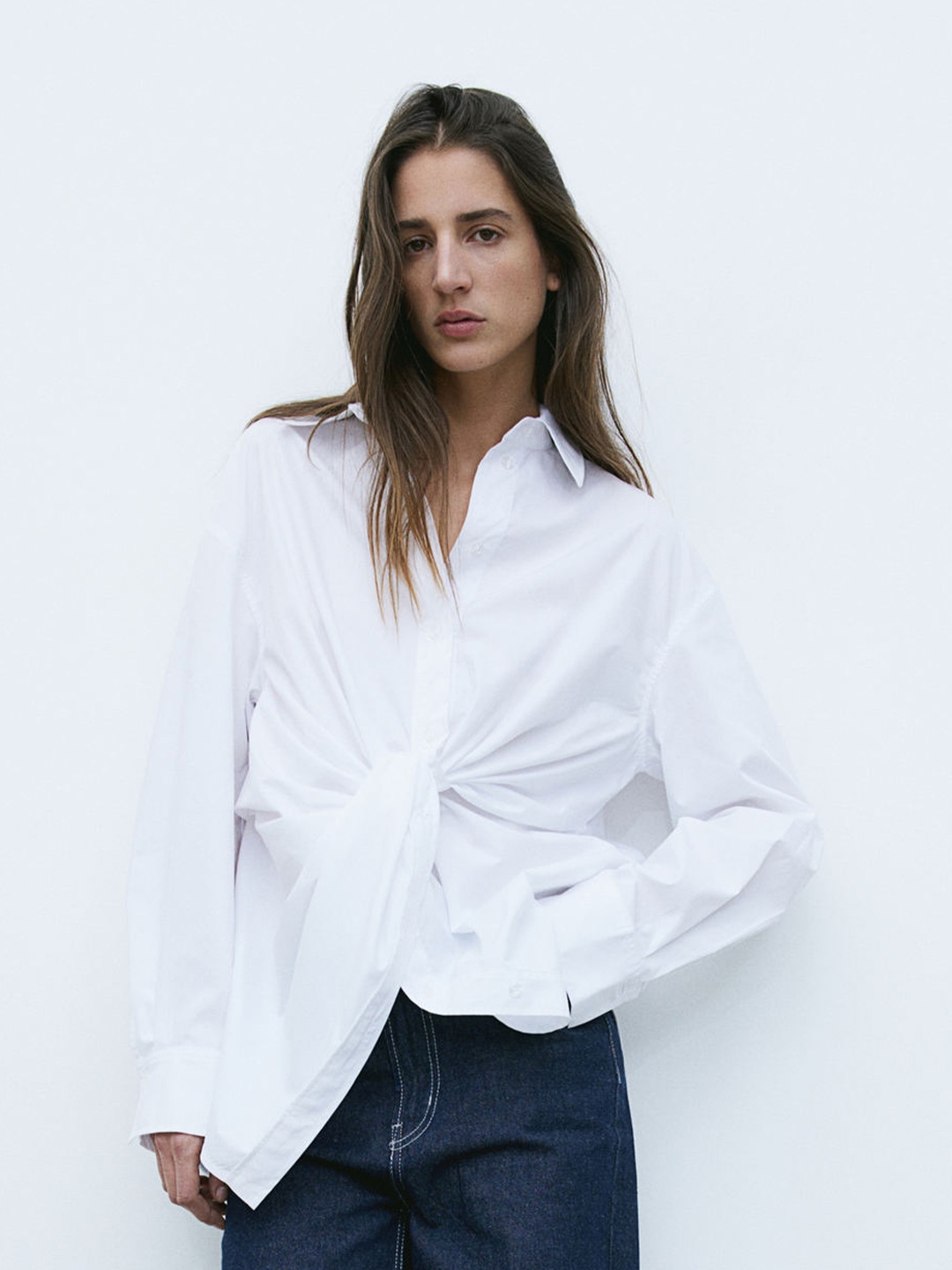 

H&M Knot-Detail Shirt, White