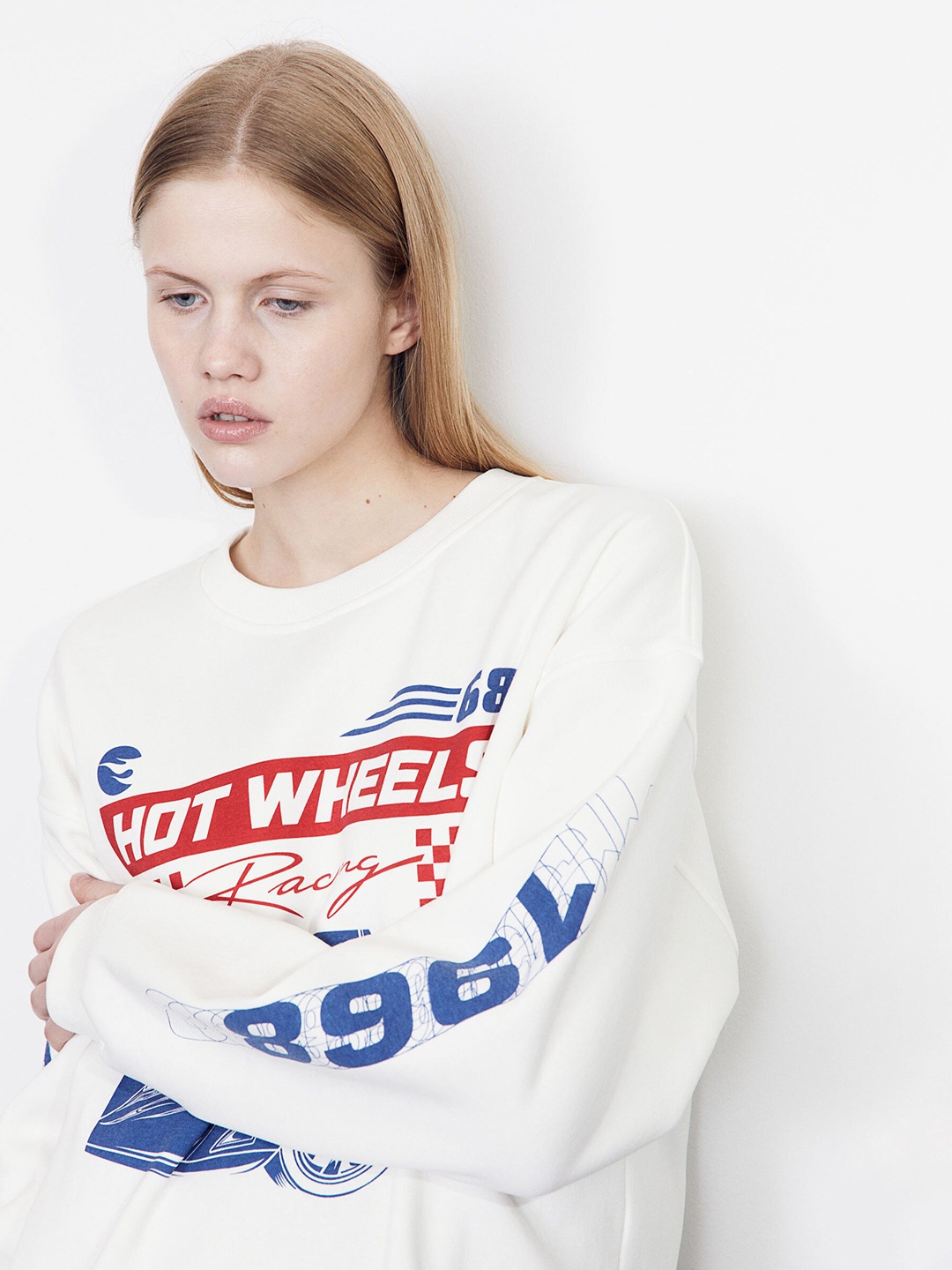 

H&M Printed Sweatshirt, White