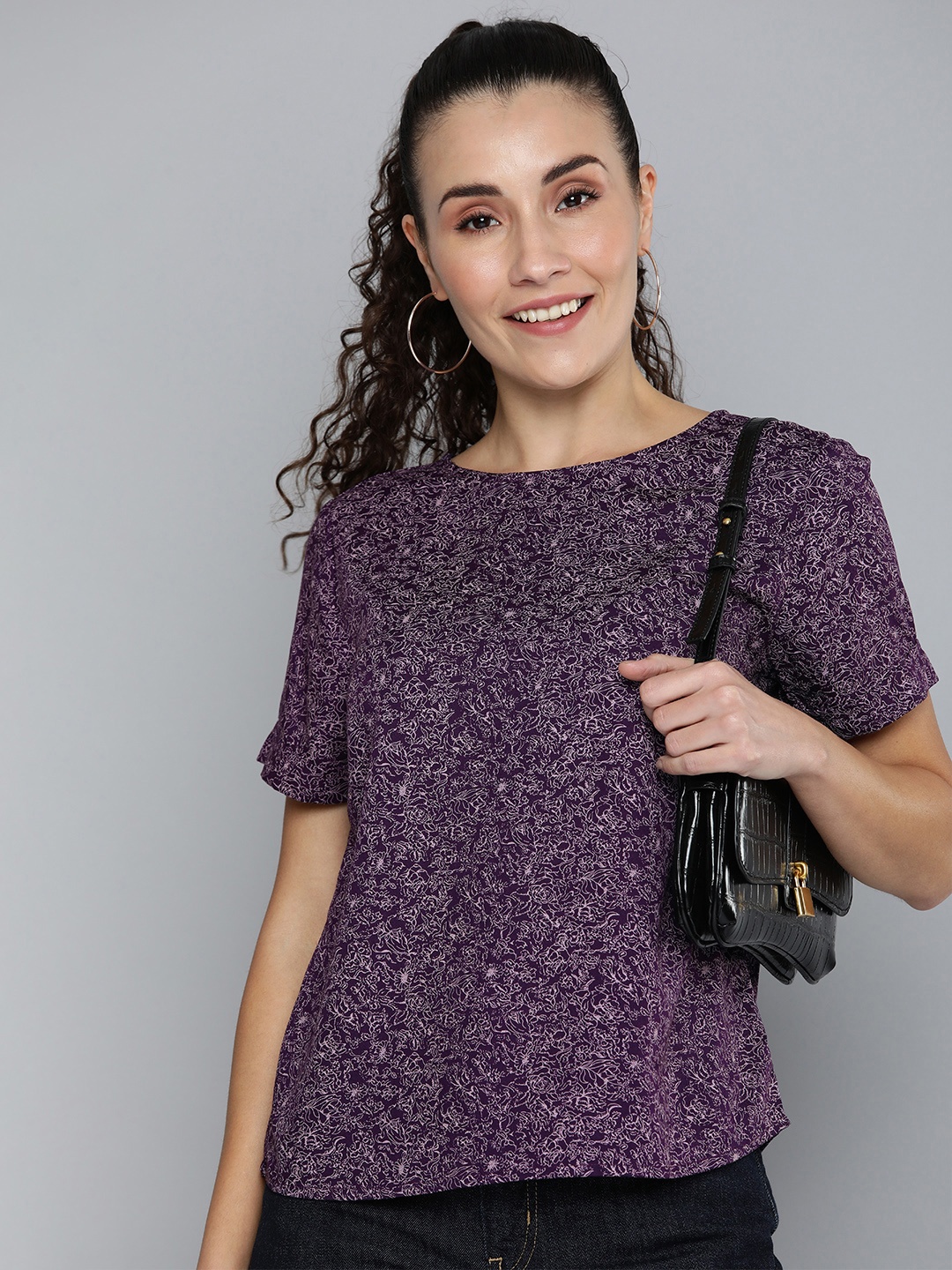 

Levis Floral Print Puff Sleeve Top, Purple