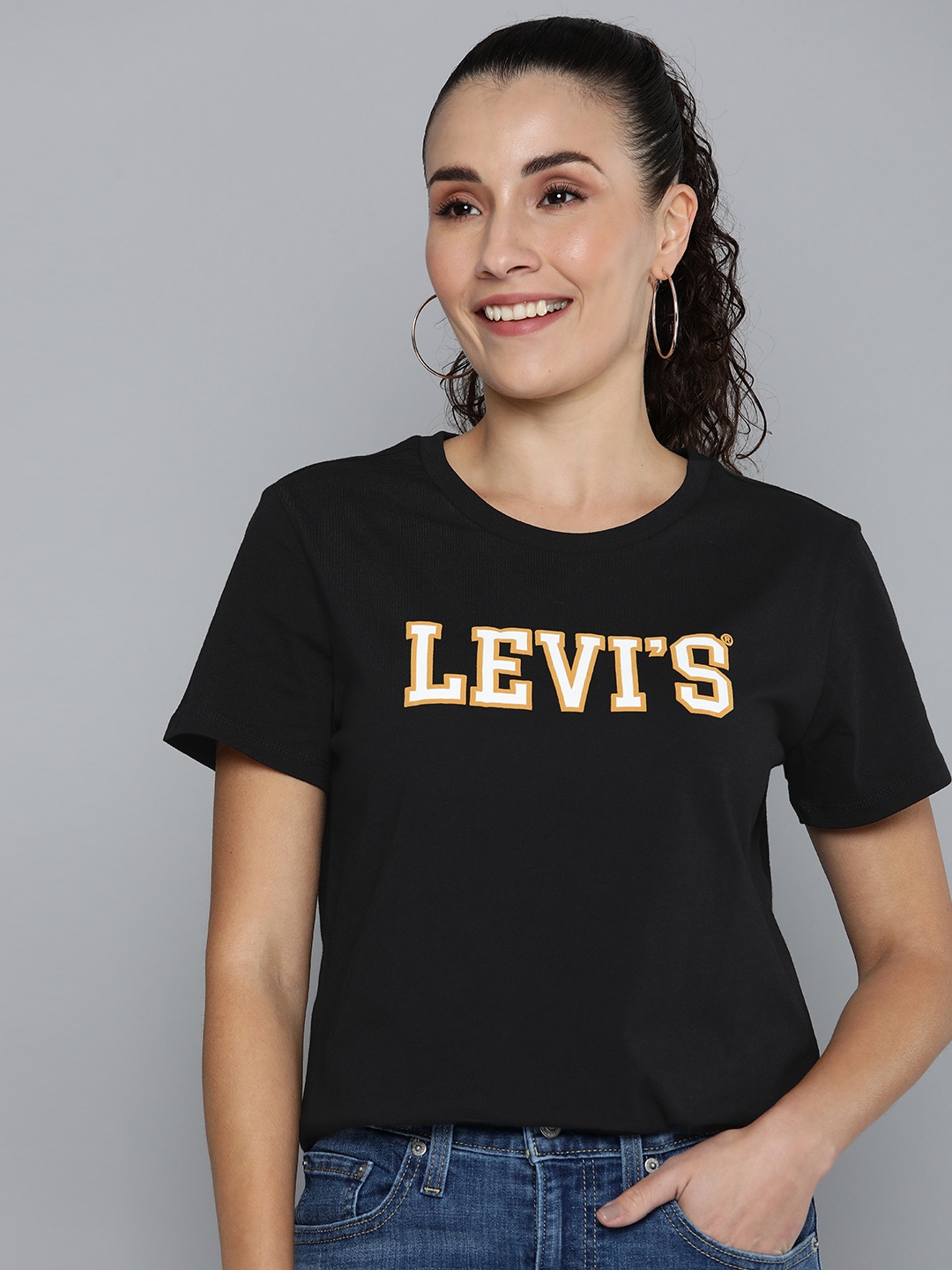 

Levis Brand Logo Printed Pure Cotton T-shirt, Black