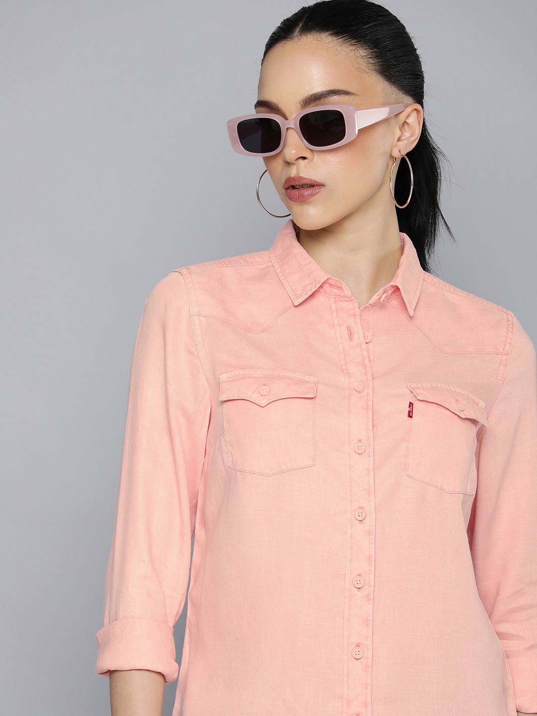 

Levis Self Design Textured Long Sleeves Casual Shirt, Peach