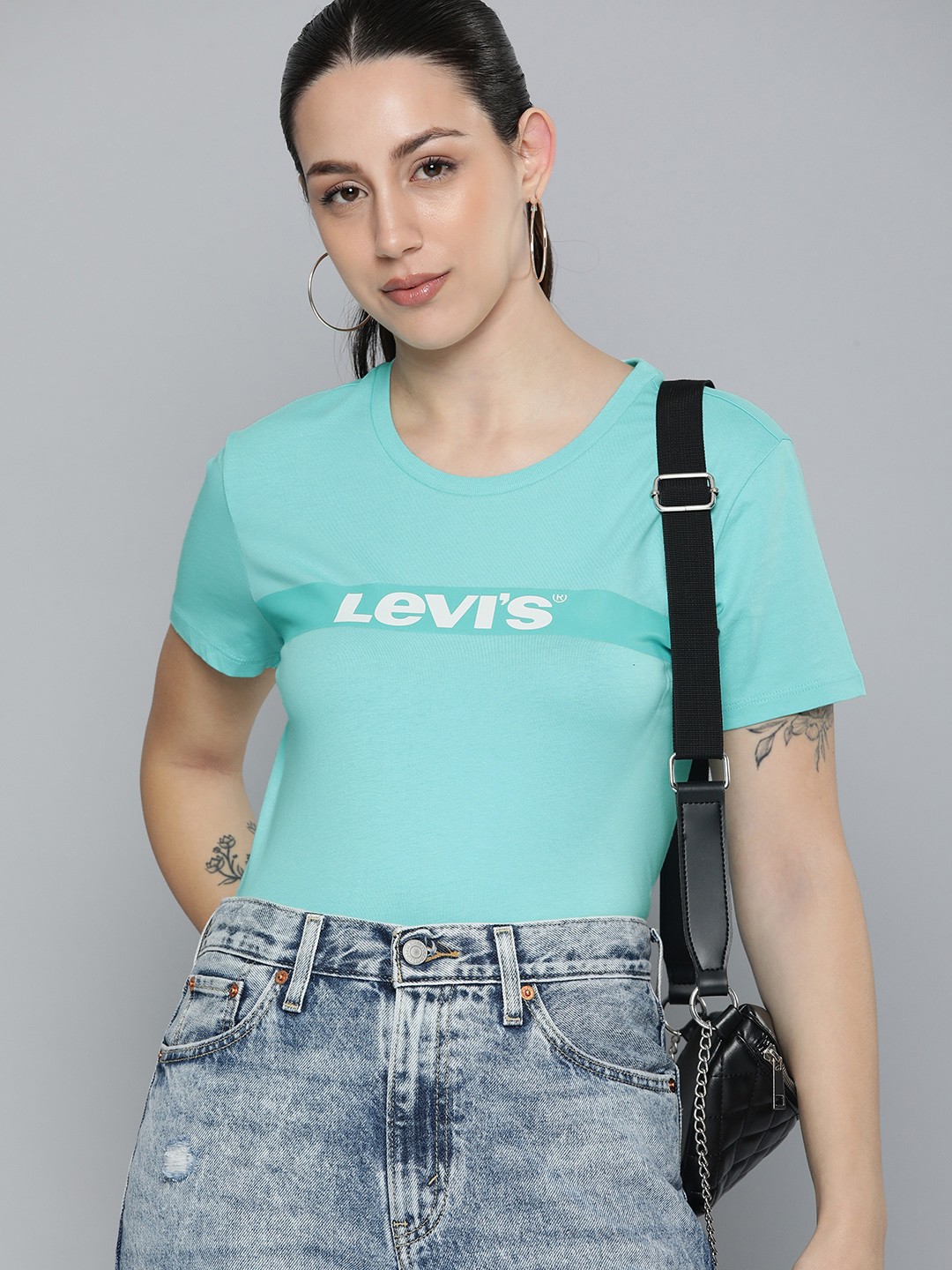 

Levis Pure Cotton Brand Logo Printed T-shirt, Blue