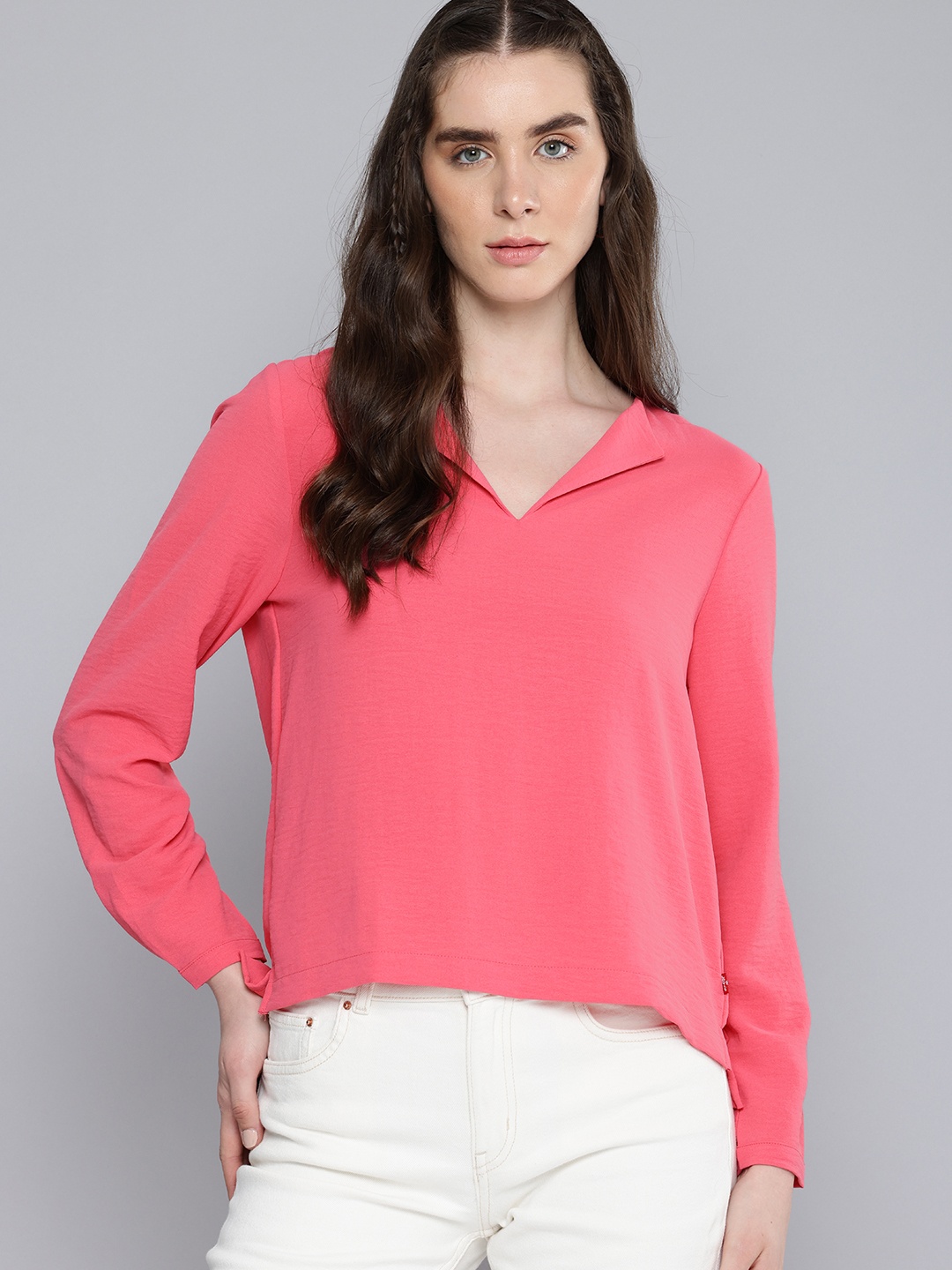 

Levis Long Sleeves Mandarin Collar Top, Pink