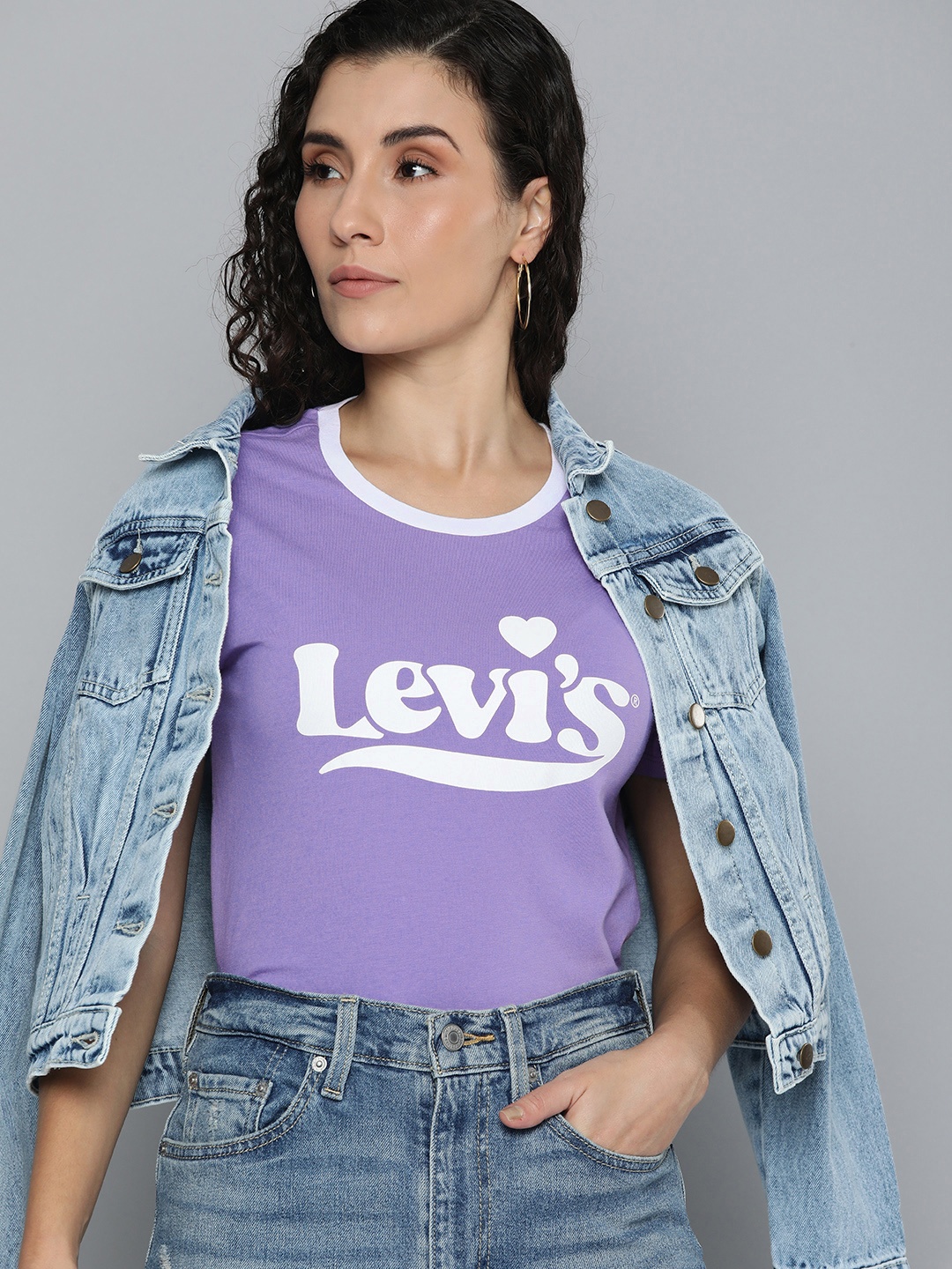 

Levis Brand Logo Printed Pure Cotton T-shirt, Lavender