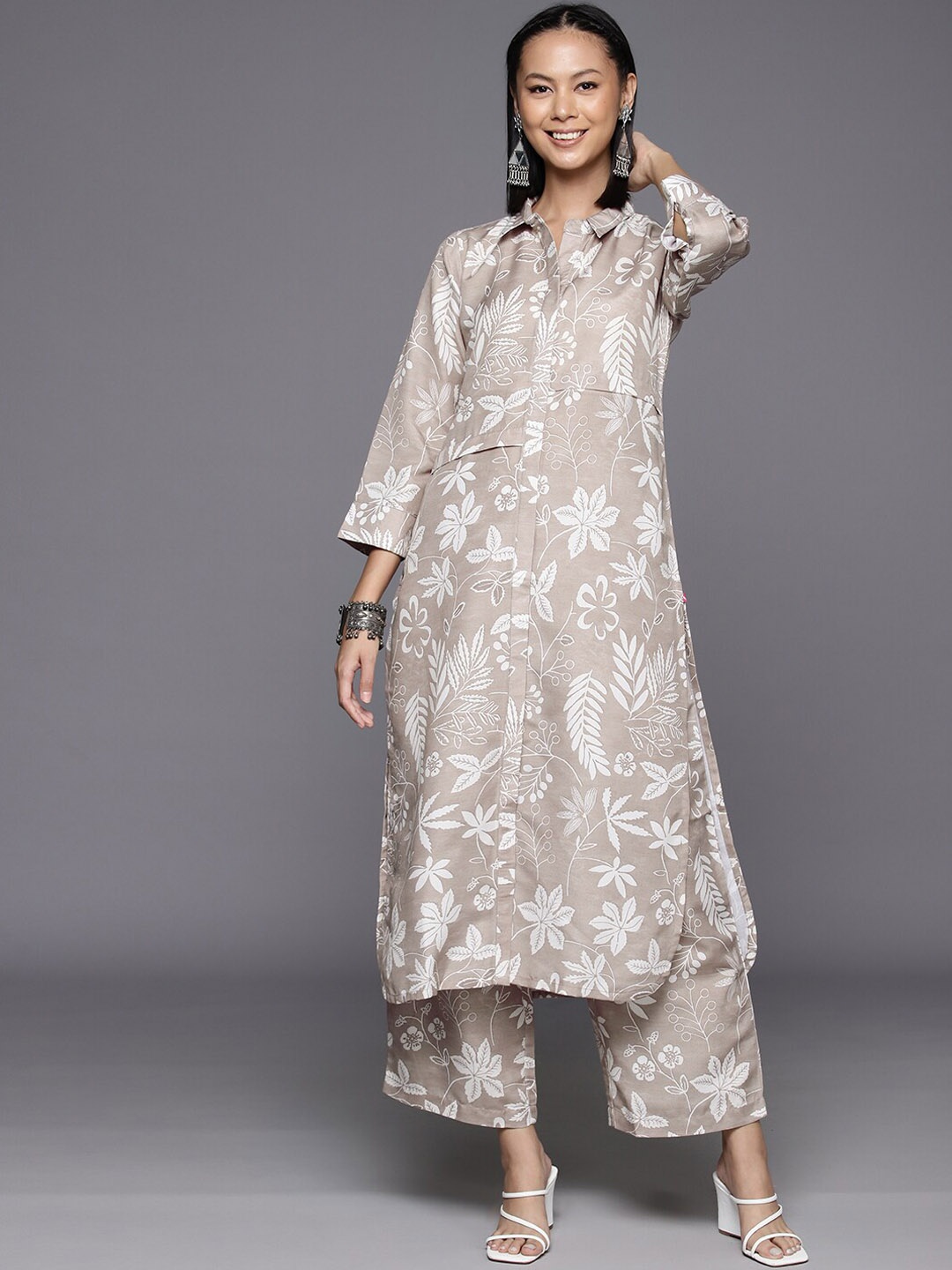 

KALINI Printed Kurta & Palazzo Set, Grey