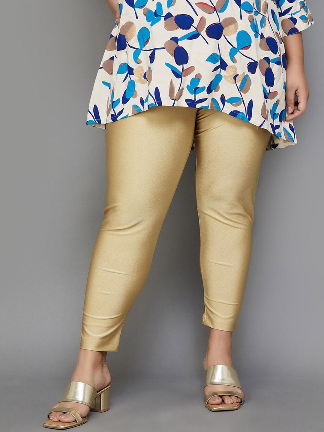 

Moiree by Lifestyle Plus Size Shimmer Ankle Length Leggings, Gold
