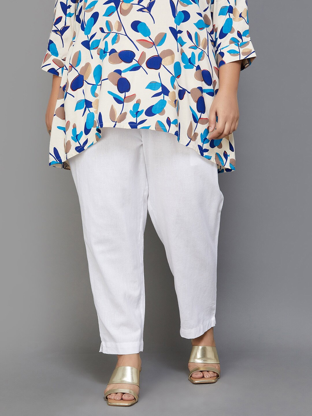

Moiree by Lifestyle Plus Size Straight Ethnic Palazzos, White