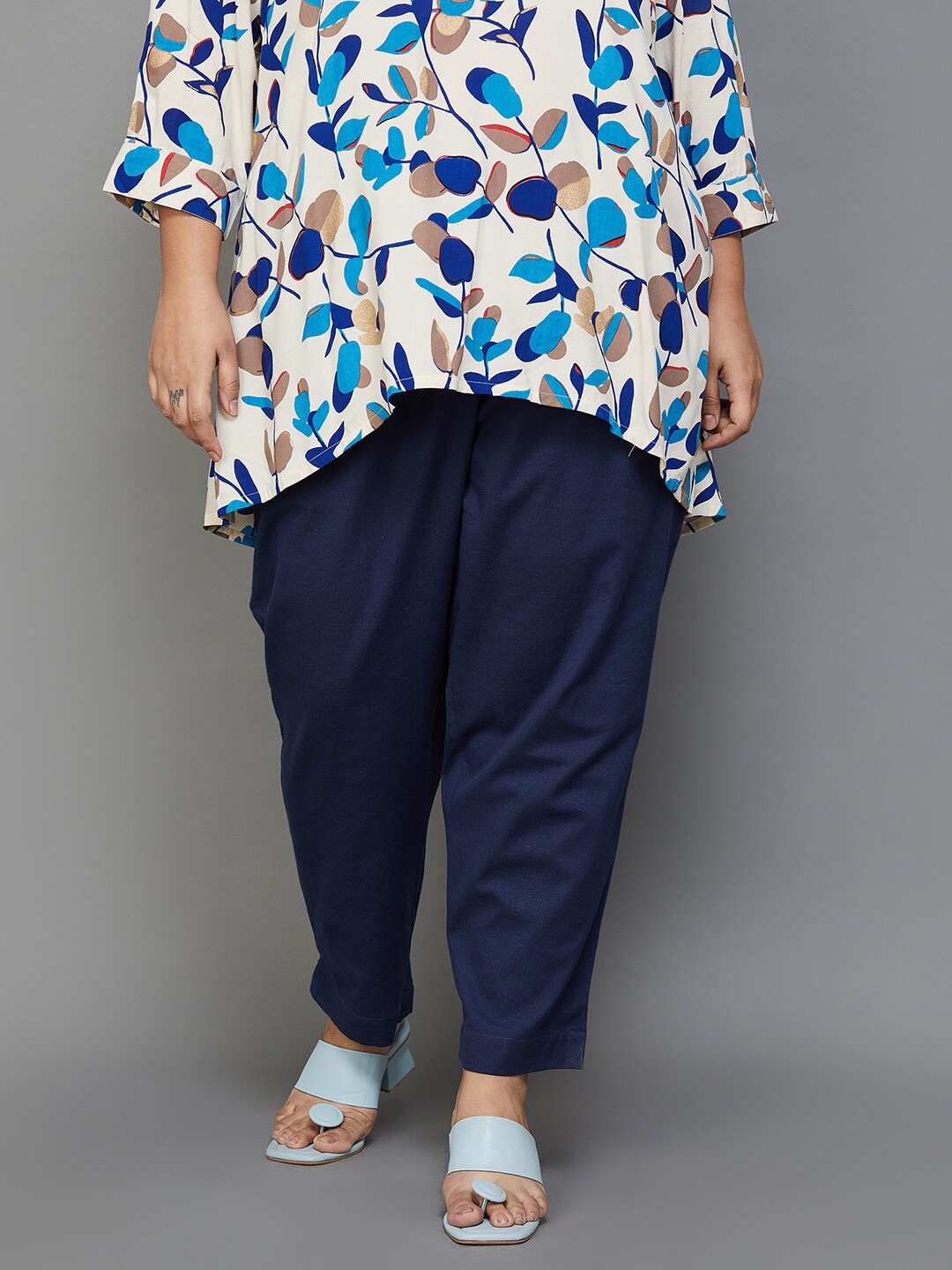 

Moiree by Lifestyle Plus Size Straight Ethnic Palazzos, Blue
