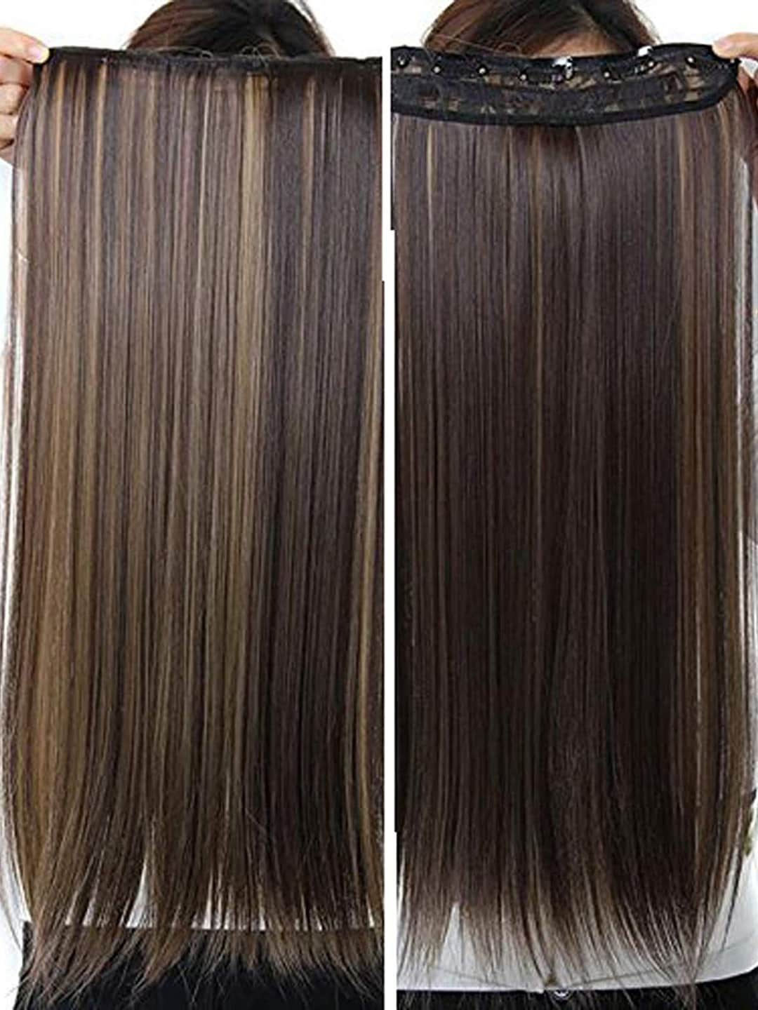 

VAGHBHATT 5 Clip Synthetic Straight Hair Extensions - Brown 02