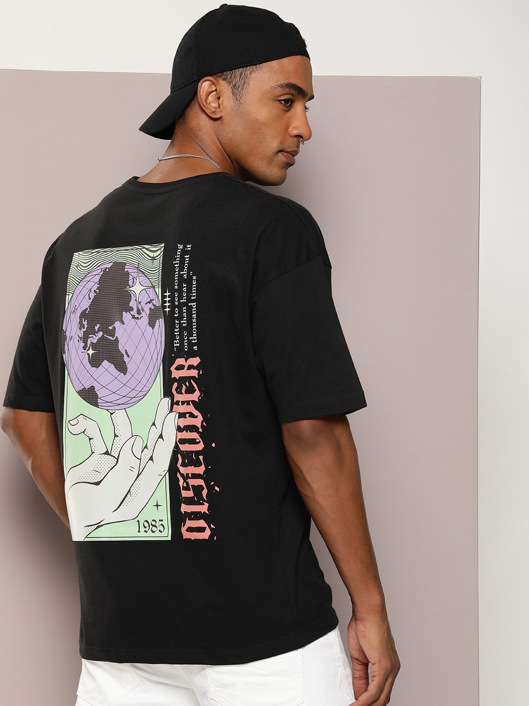 

Kook N Keech Men Printed Drop-Shoulder Sleeves Pure Cotton T-shirt, Black