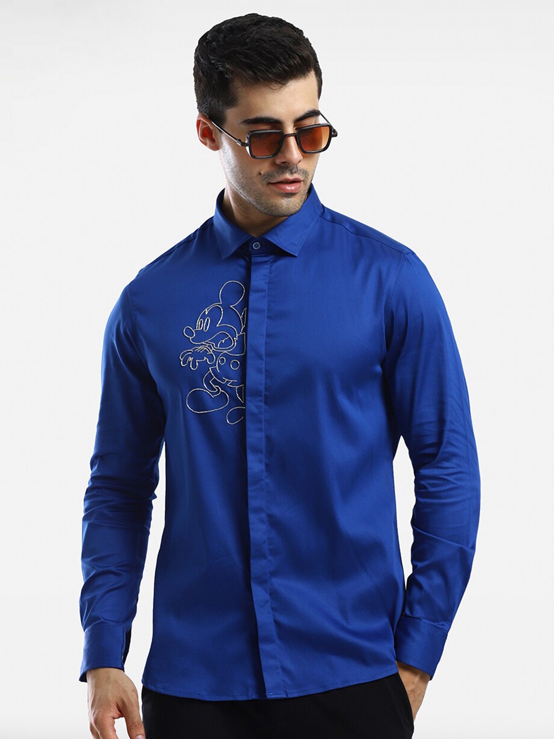 

Komal Kothari India Slim Fit Embellished Cotton Casual Shirt, Blue