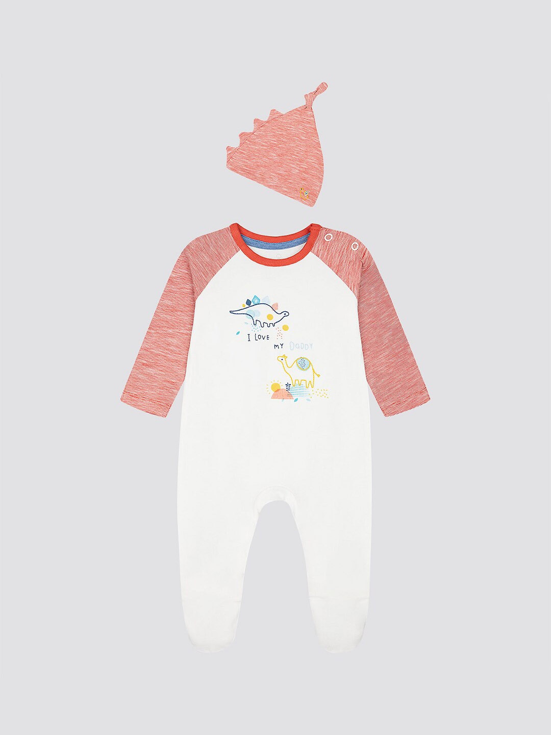 

mothercare Infants Embroidered Pure Cotton Sleepsuit With Beanie, White