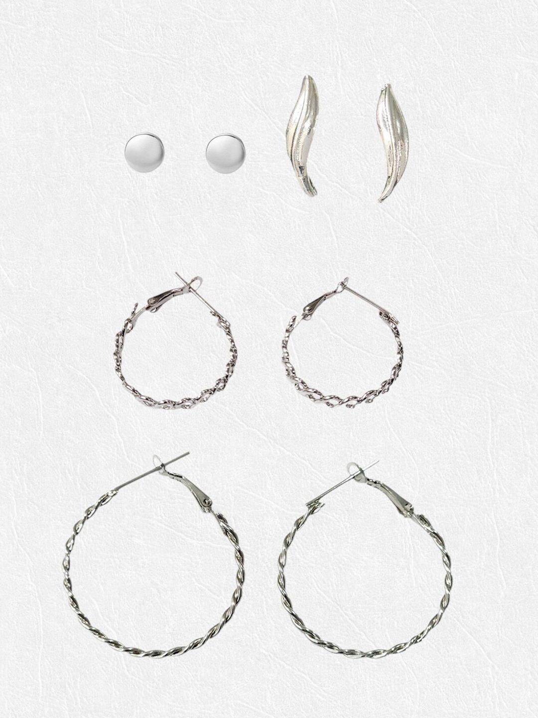 

Goldnera Set Of 4 Circular Hoop Earrings, Silver