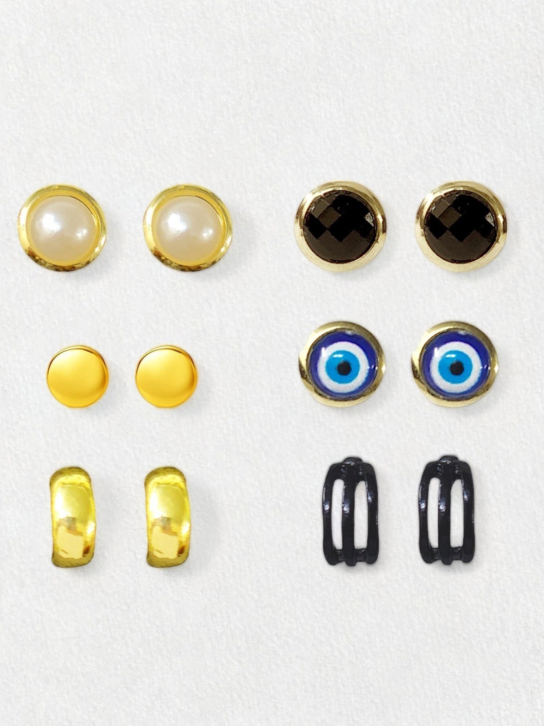 

Goldnera Set Of 6 Rhodium-Plated Circular Studs, Gold