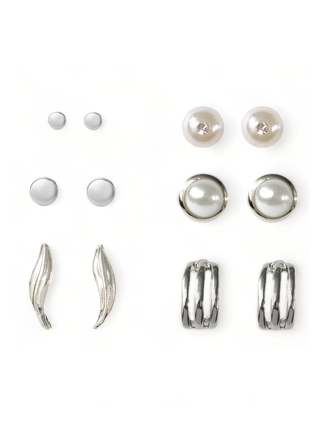 

Goldnera Set Of 7 Rhodium-Plated Assorted Circular Studs