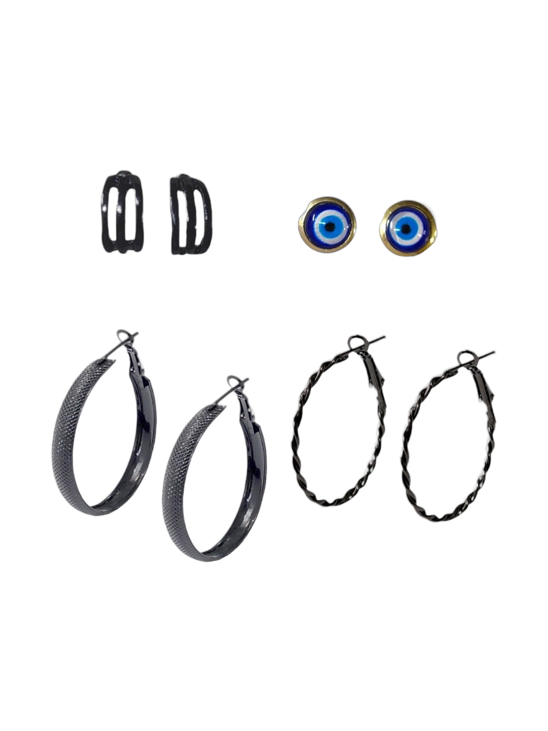 

Goldnera Set Of 4 Hoop Earrings, Black
