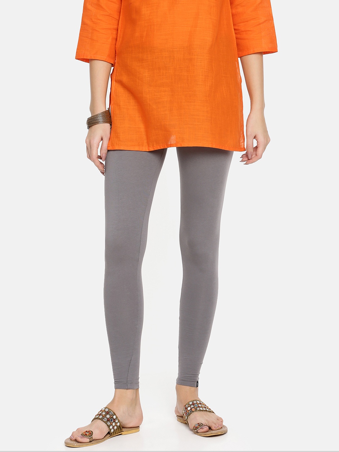

TWIN BIRDS Women Solid Super Stretch Cotton Ankle Length Leggings, Grey
