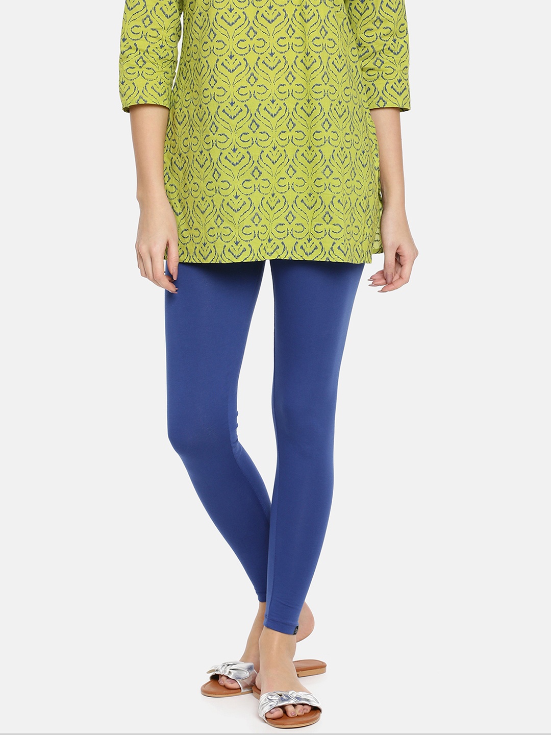 

TWIN BIRDS Women Solid Super Stretch Cotton Ankle Length Leggings, Blue