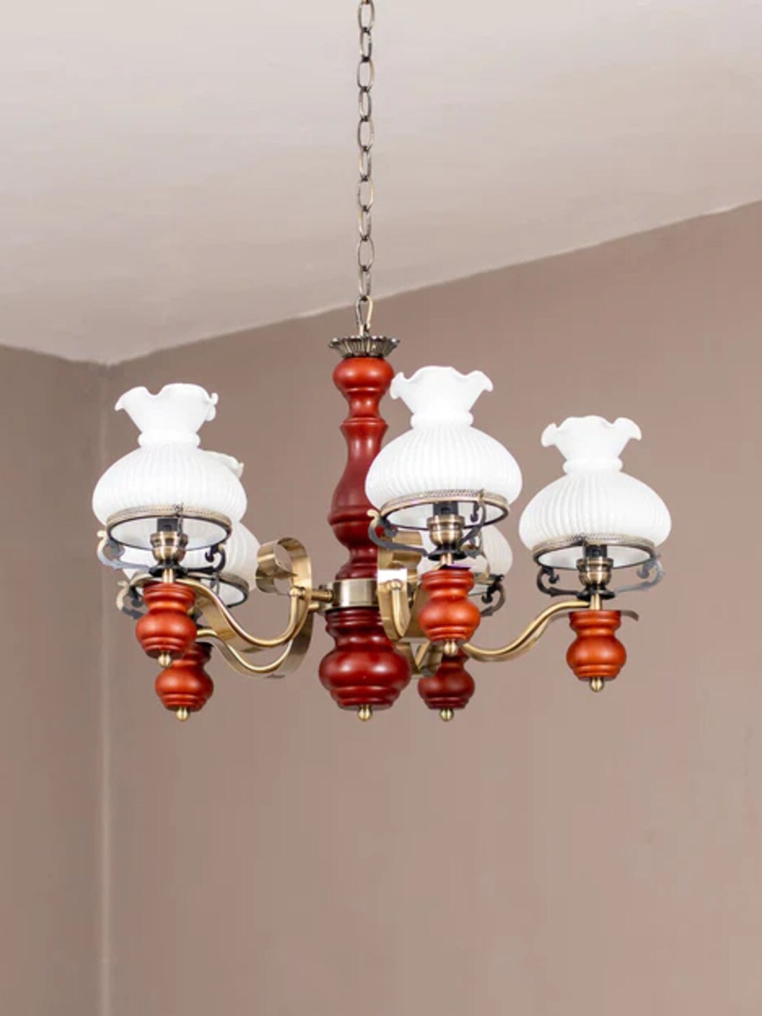

THEDECORKART White & Brown Contemporary Ceiling Lamp