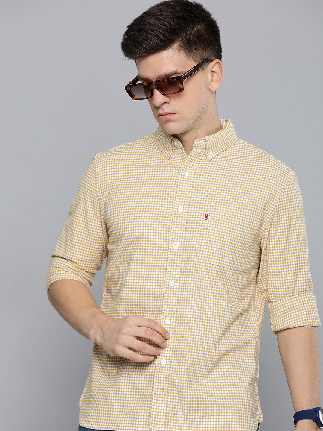 

Levis Slim Fit Checked Casual Shirt, Yellow