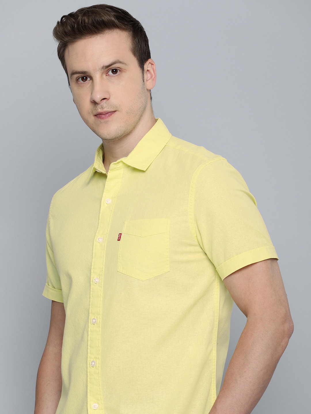 

Levis Solid Slim Fit Pure Cotton Casual Shirt, Yellow