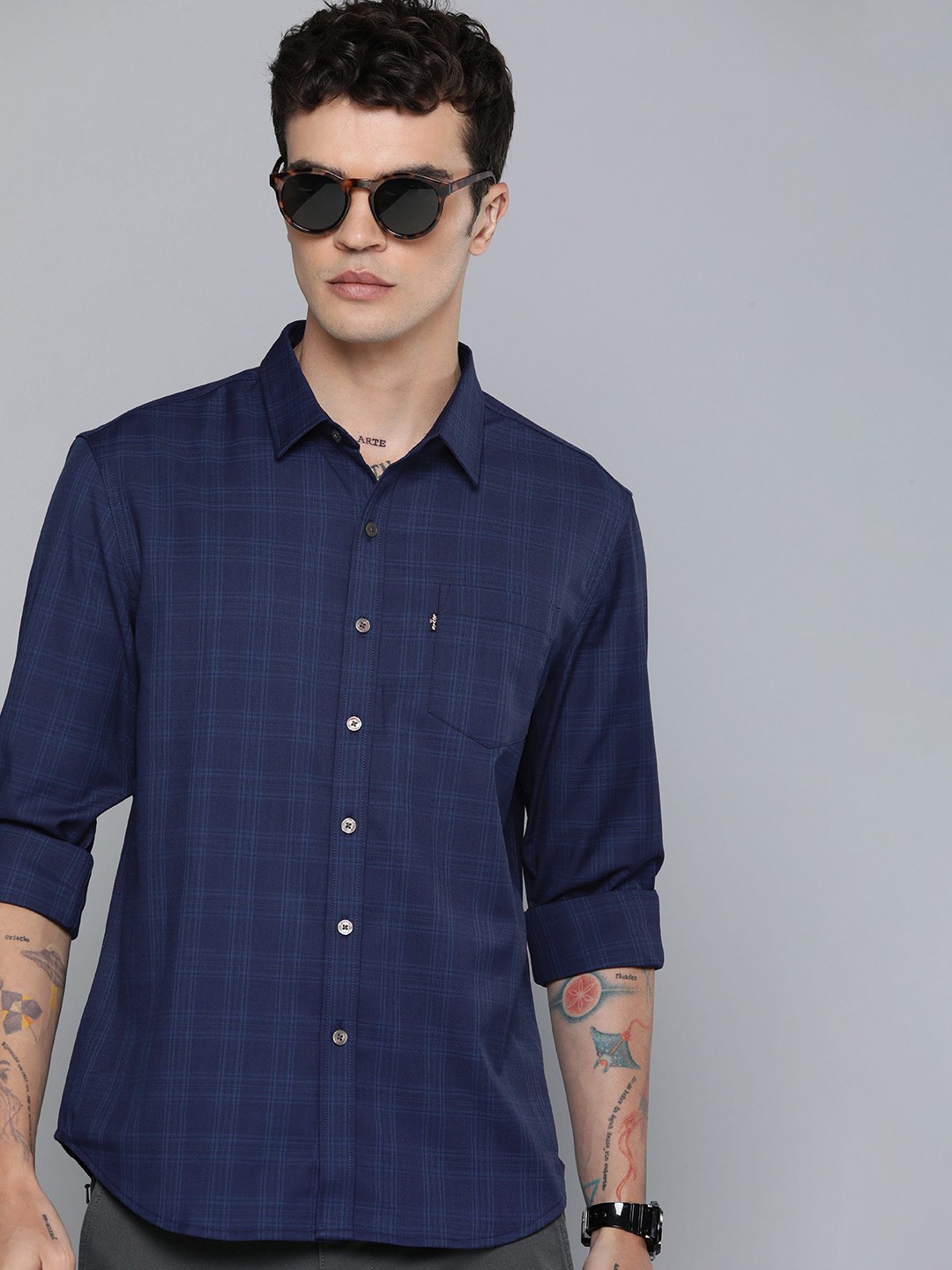 

Levis Slim Fit Checked Casual Shirt, Blue