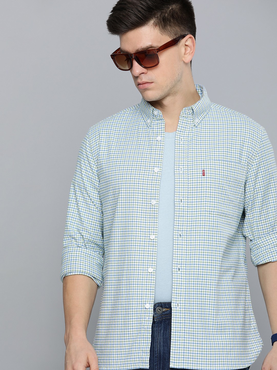 

Levis Slim Fit Checked Casual Shirt, Blue