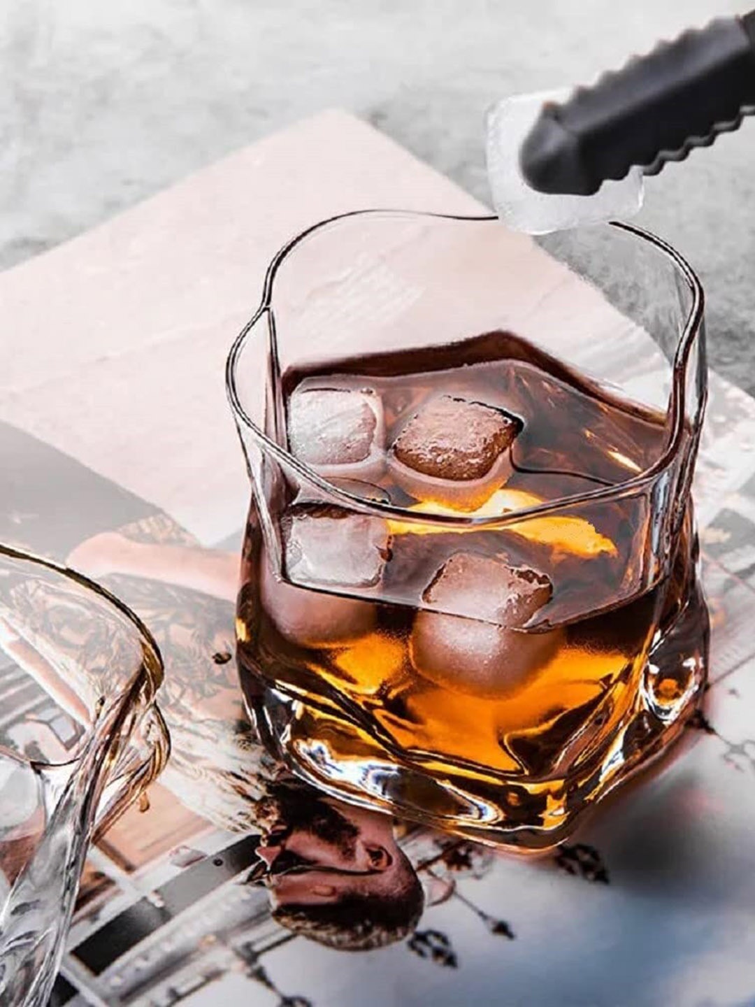 

1219 Avenue 2 Pieces Glass Uneven Design Whisky Glass 310 ml, Transparent