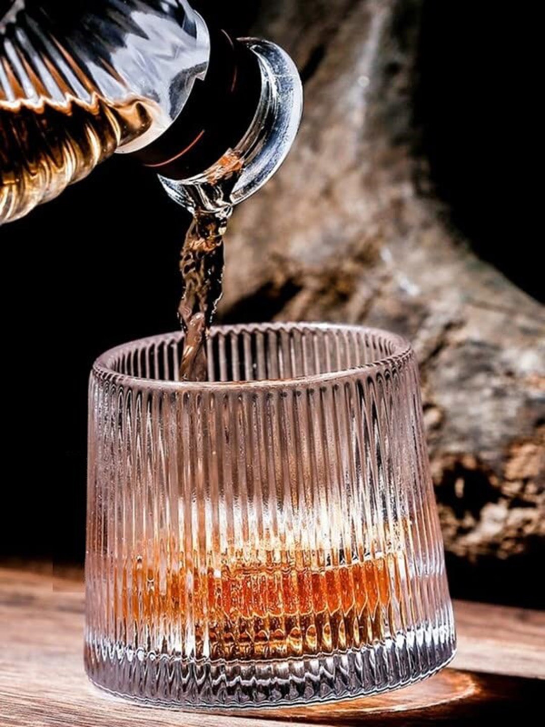 

1219 Avenue 2 Pcs Transparent Textured Dancing Whisky Glass 180 ML Each