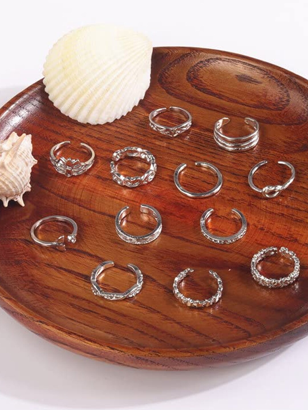 

OOMPH Set of 12 Adjustable Toe Rings, Silver
