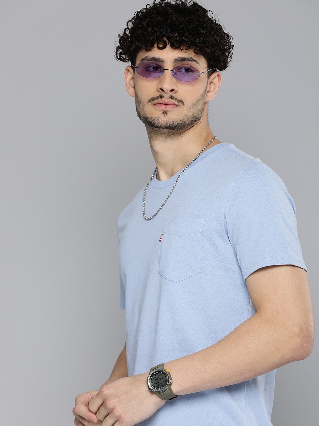 

Levis Pure Cotton Pockets Slim Fit T-shirt, Blue