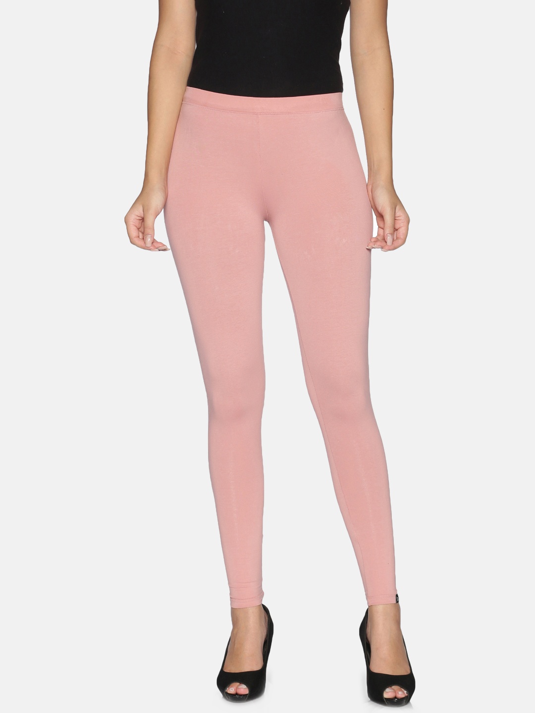 

TWIN BIRDS Women Solid Super Stretch Cotton Ankle Length Leggings, Pink
