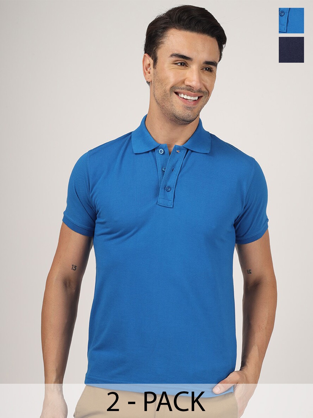 

Greylongg Pack Of 2 Polo Collar T-shirt, Blue