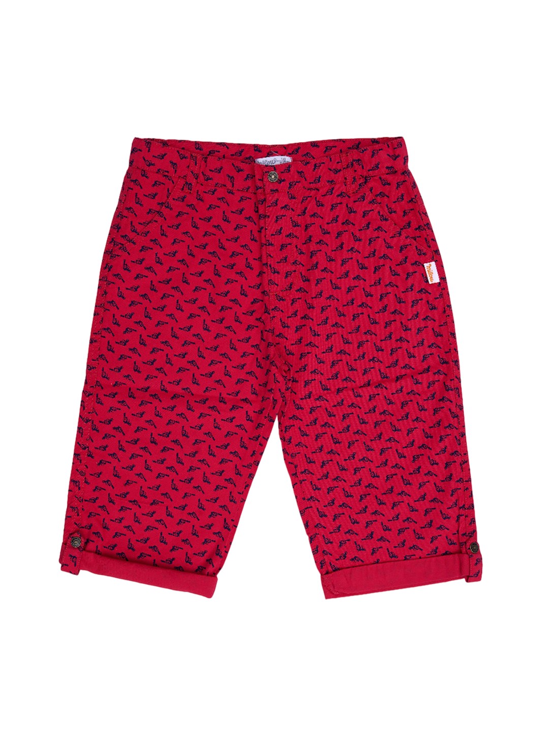 

milou Girls Printed Slim Fit Pure Cotton Shorts, Red