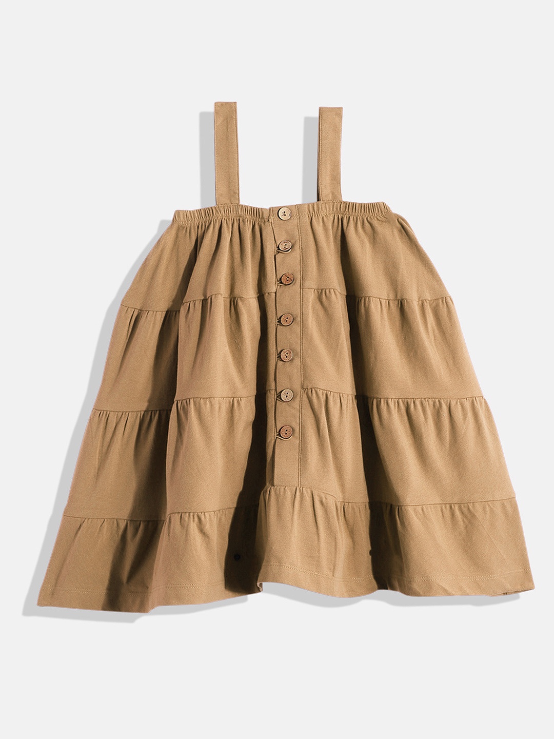 

METRO KIDS COMPANY Girls Tiered A-Line Dress, Beige