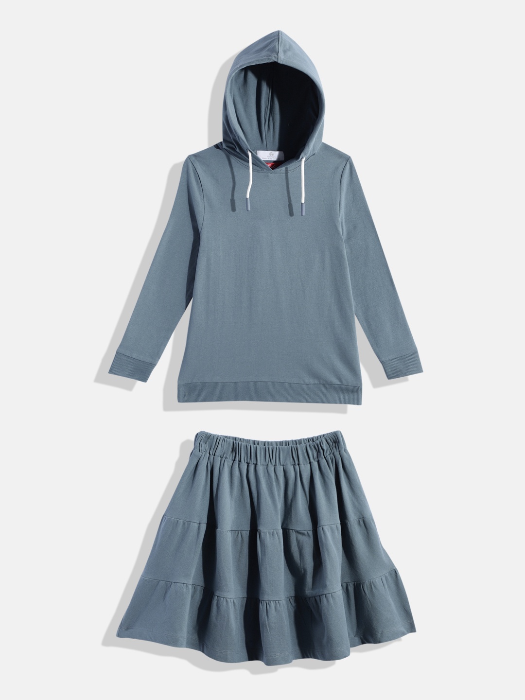 

METRO KIDS COMPANY Girls Pure Cotton T-shirt with Skirt, Blue