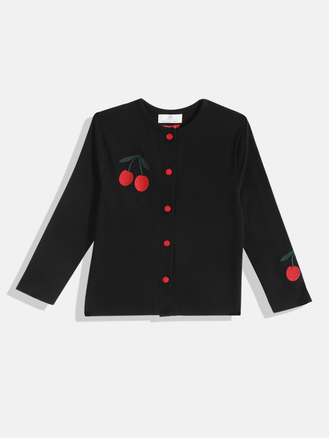 

METRO KIDS COMPANY Girls Embroidered Cotton Shirt Style Top, Black