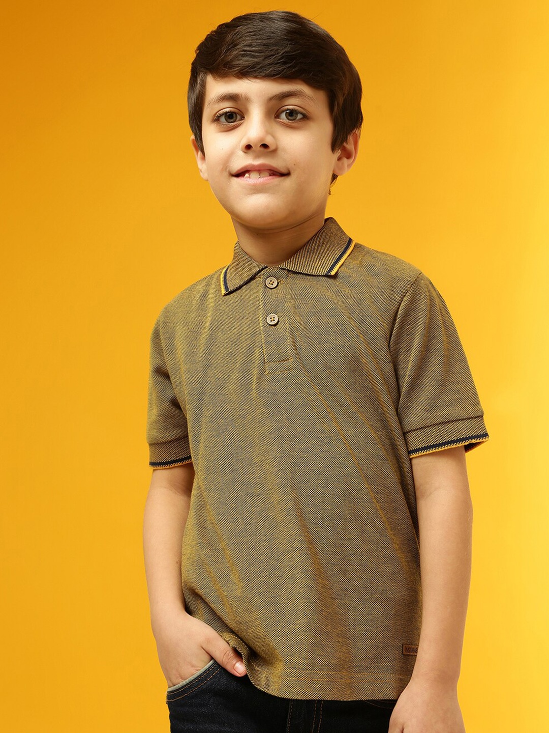 

Instafab Boys Polo Collar Cotton T-shirt, Brown