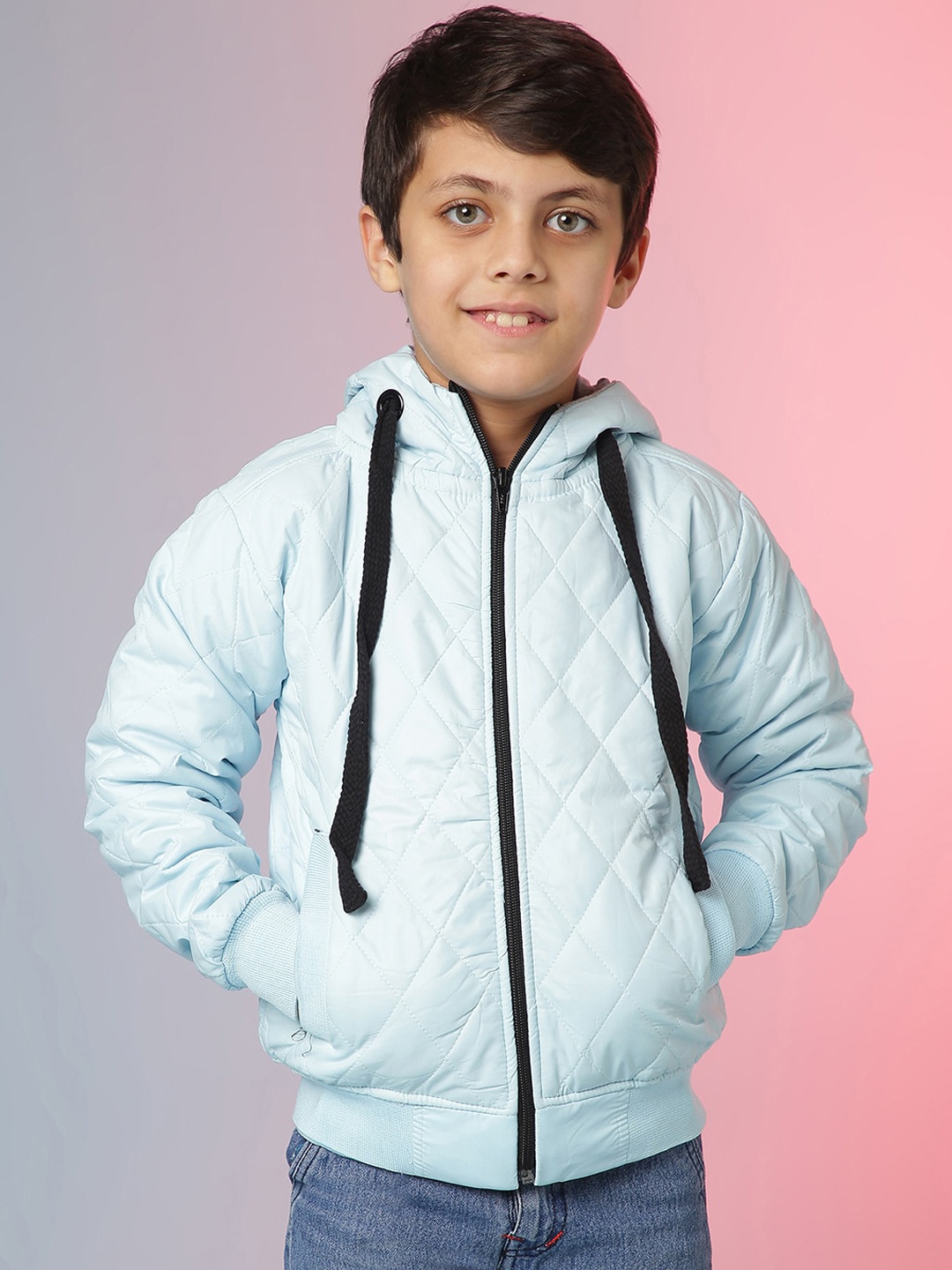 

Instafab Boys Hooded Windcheater Bomber Jacket, Blue