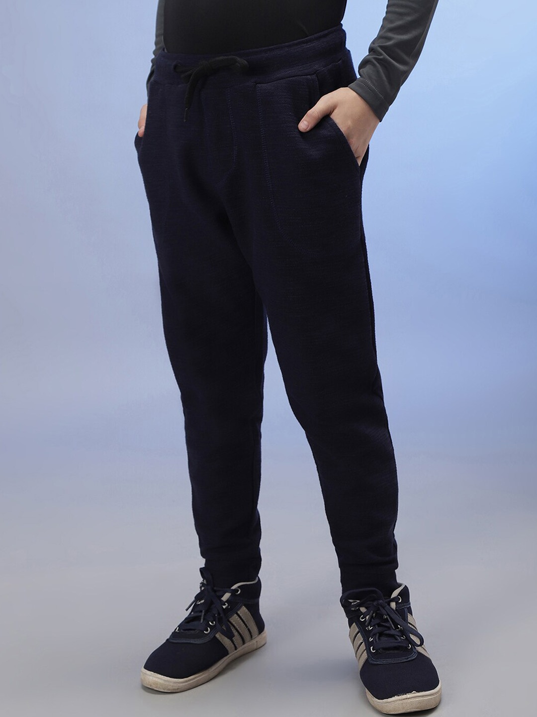 

Instafab Boys Slim Fit Cotton Joggers, Navy blue