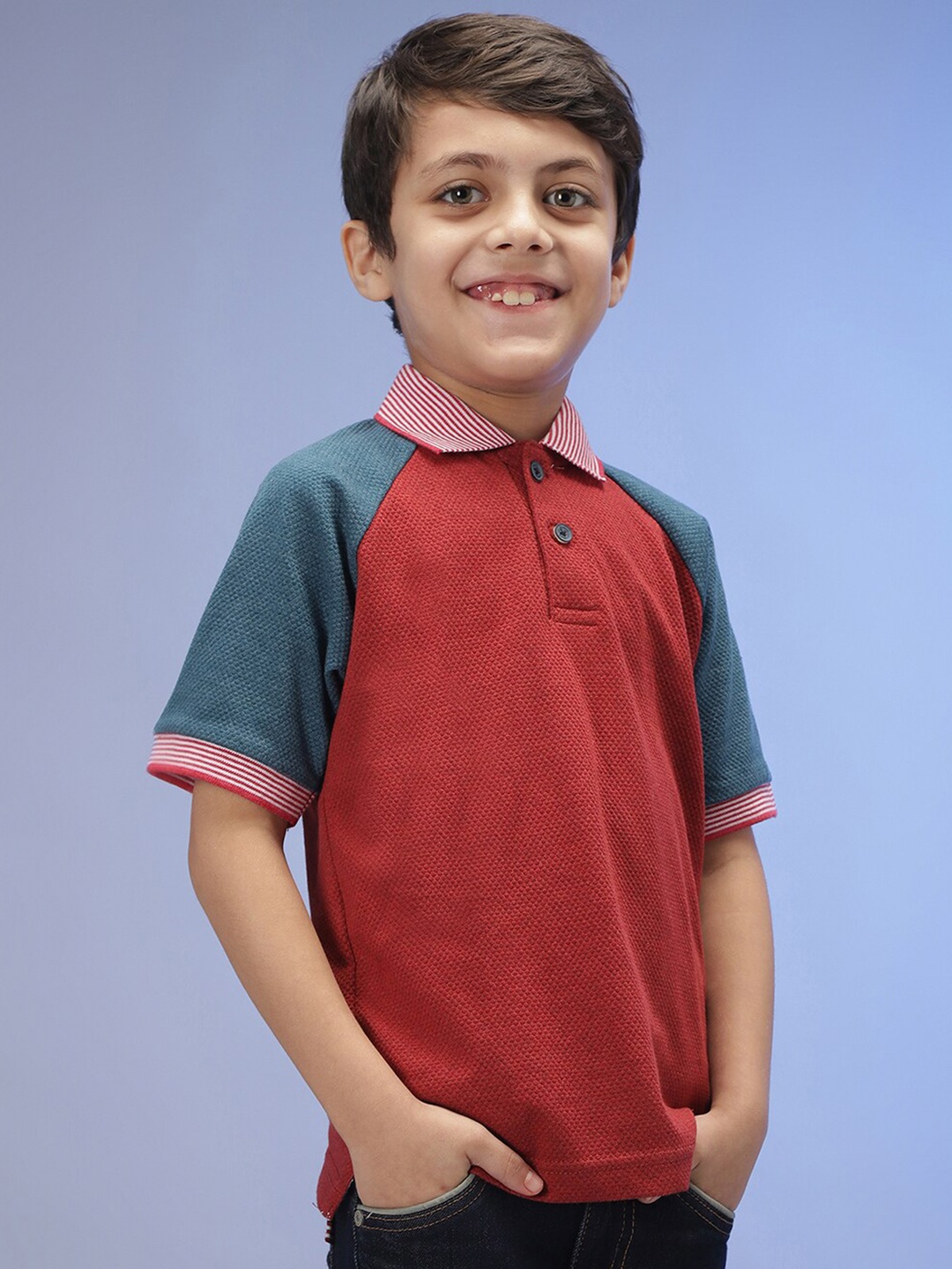 

Instafab Boys Polo Collar Cotton T-shirt, Red