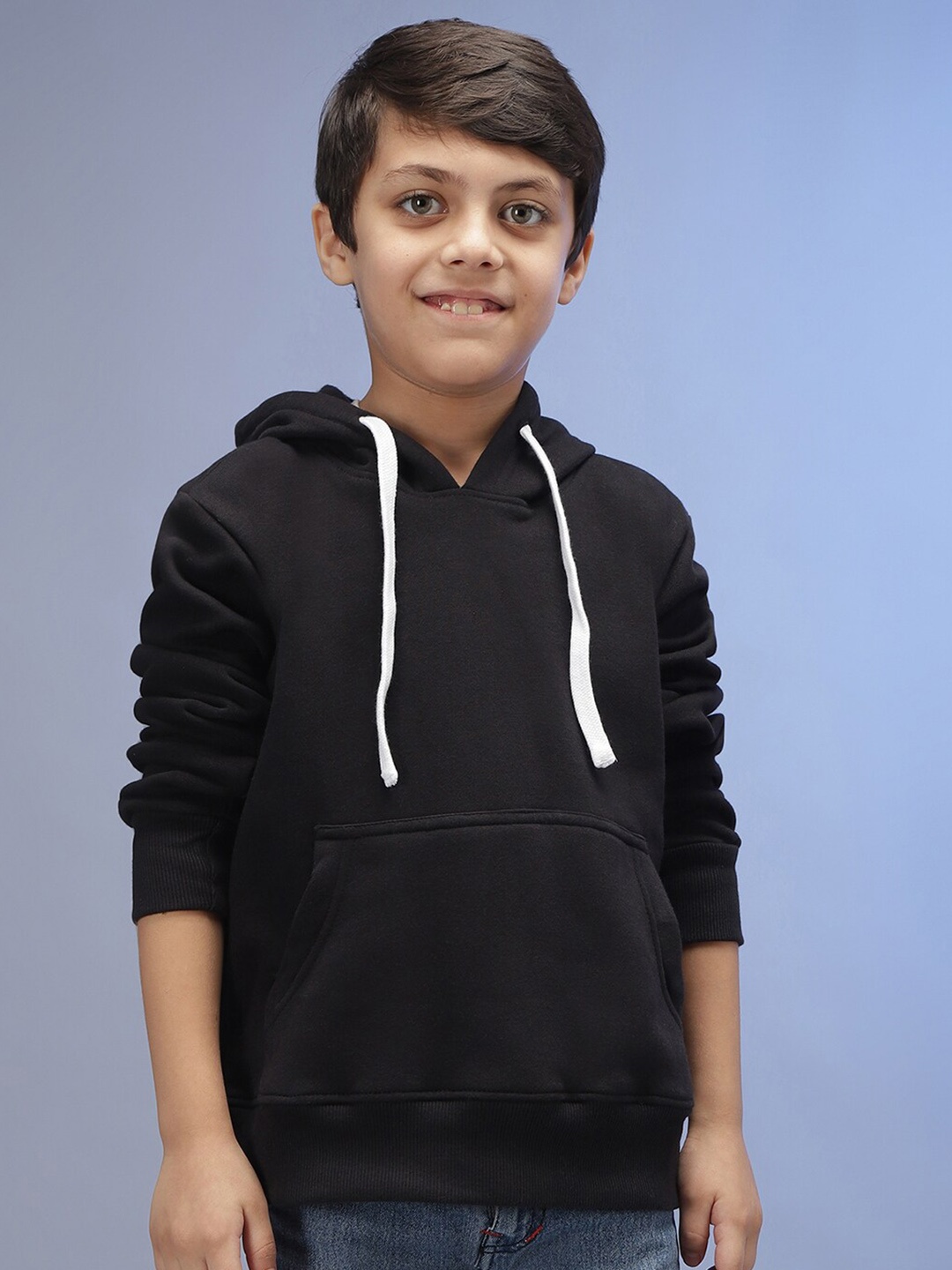 

Instafab Boys Long Sleeves Cotton Hood Pullover Sweatshirt, Black