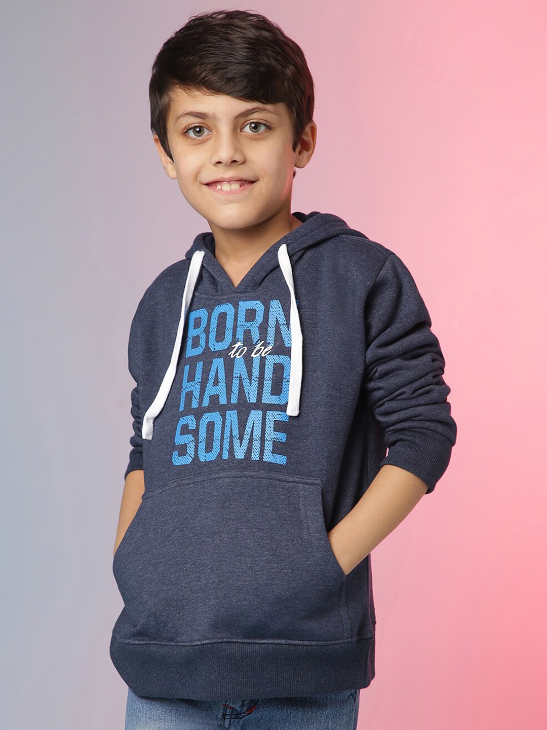 

Instafab Boys Typographic Printed Hooded Cotton Sweatshirt, Blue