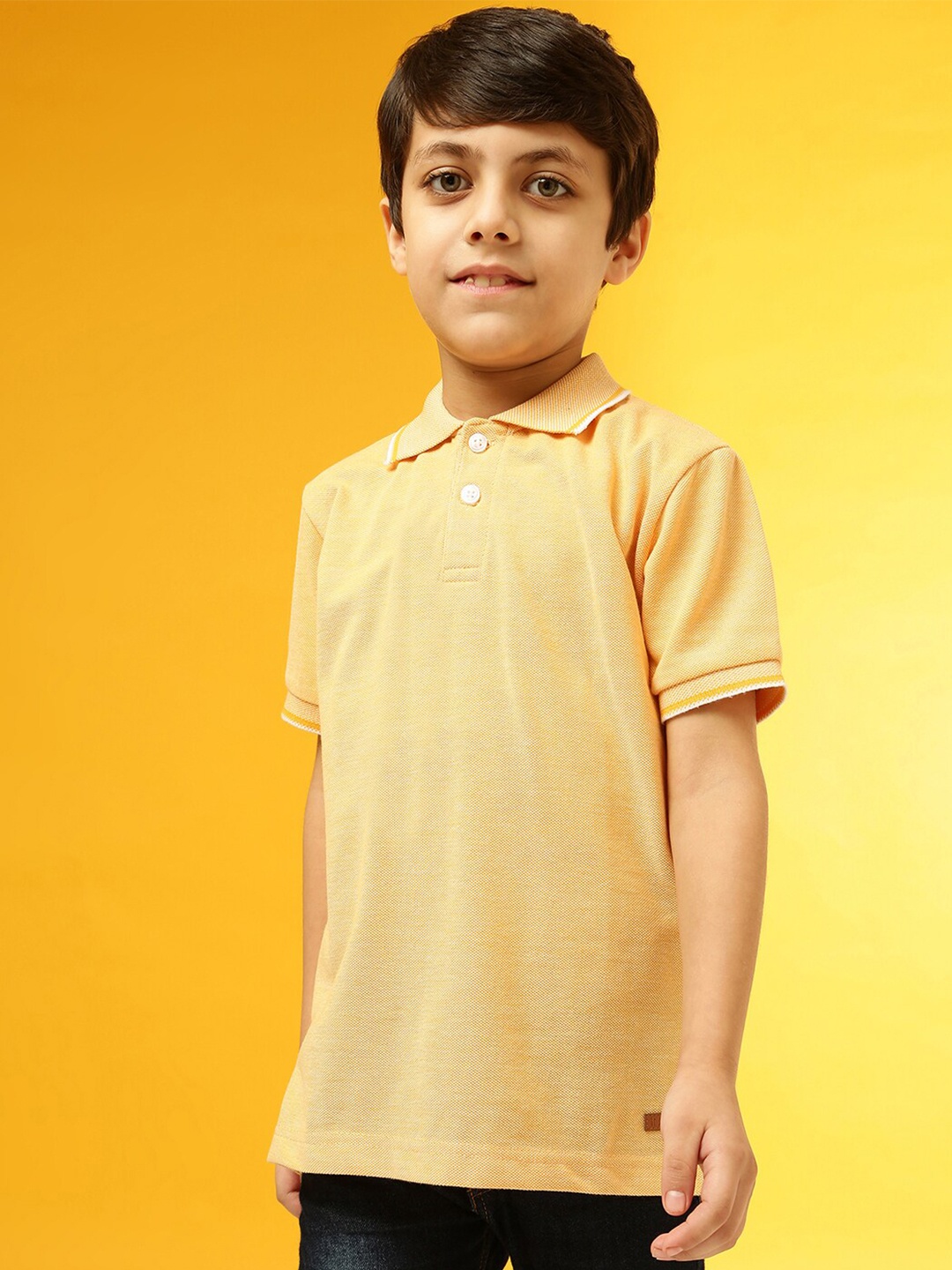 

Instafab Boys Polo Collar Cotton T-shirt, Mustard