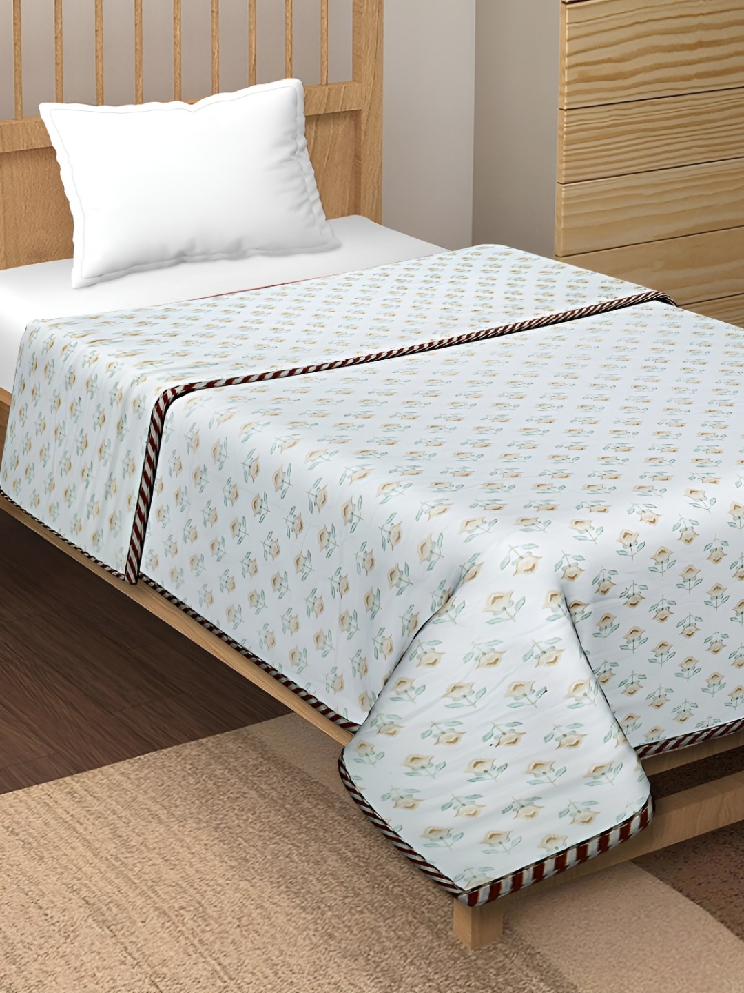 

Texstylers Brown & White Floral AC Room 120 GSM Reversible Cotton Single Bed Dohar