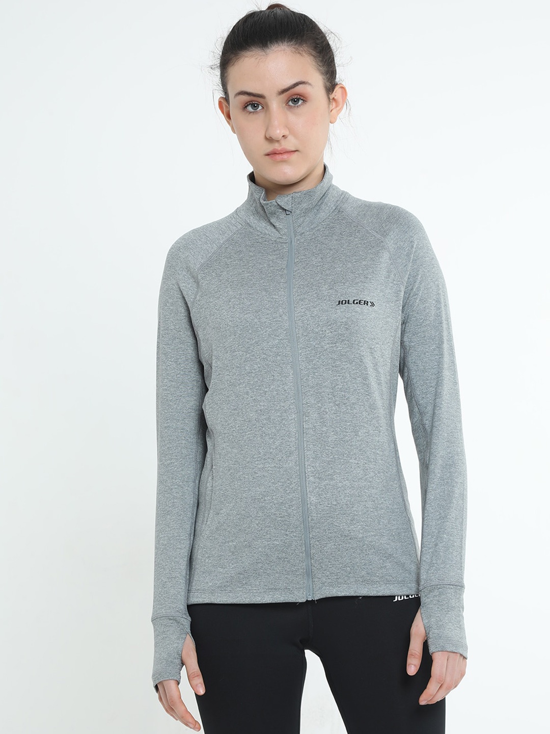 

JOLGER Mock Collar Lightweight Sporty Jacket, Grey melange