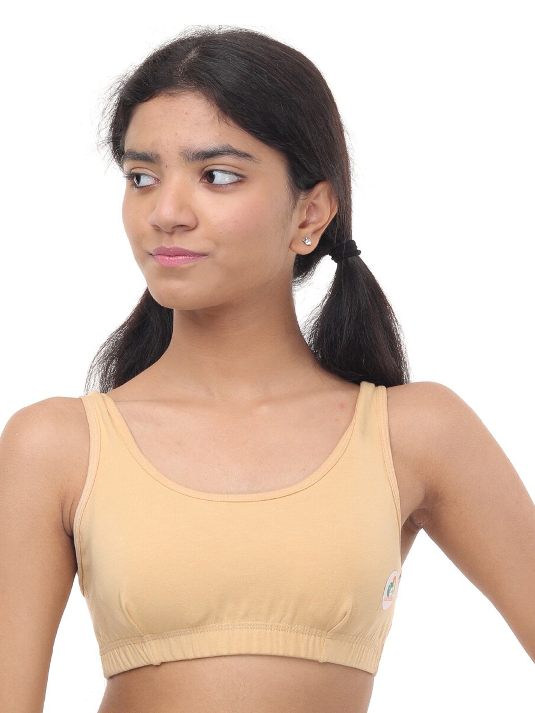 

GOCHIKKO Full Coverage Anti Odour Cotton Workout Bra With All Day Comfort, Beige