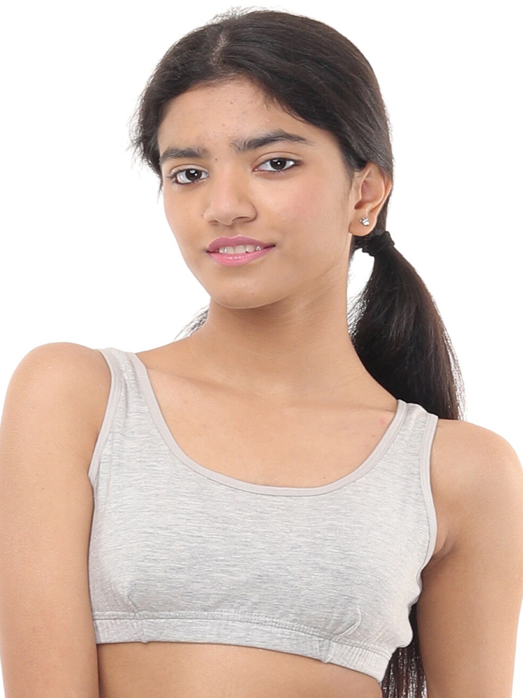 

GOCHIKKO Full Coverage Anti Odour Cotton Workout Bra With All Day Comfort, Grey