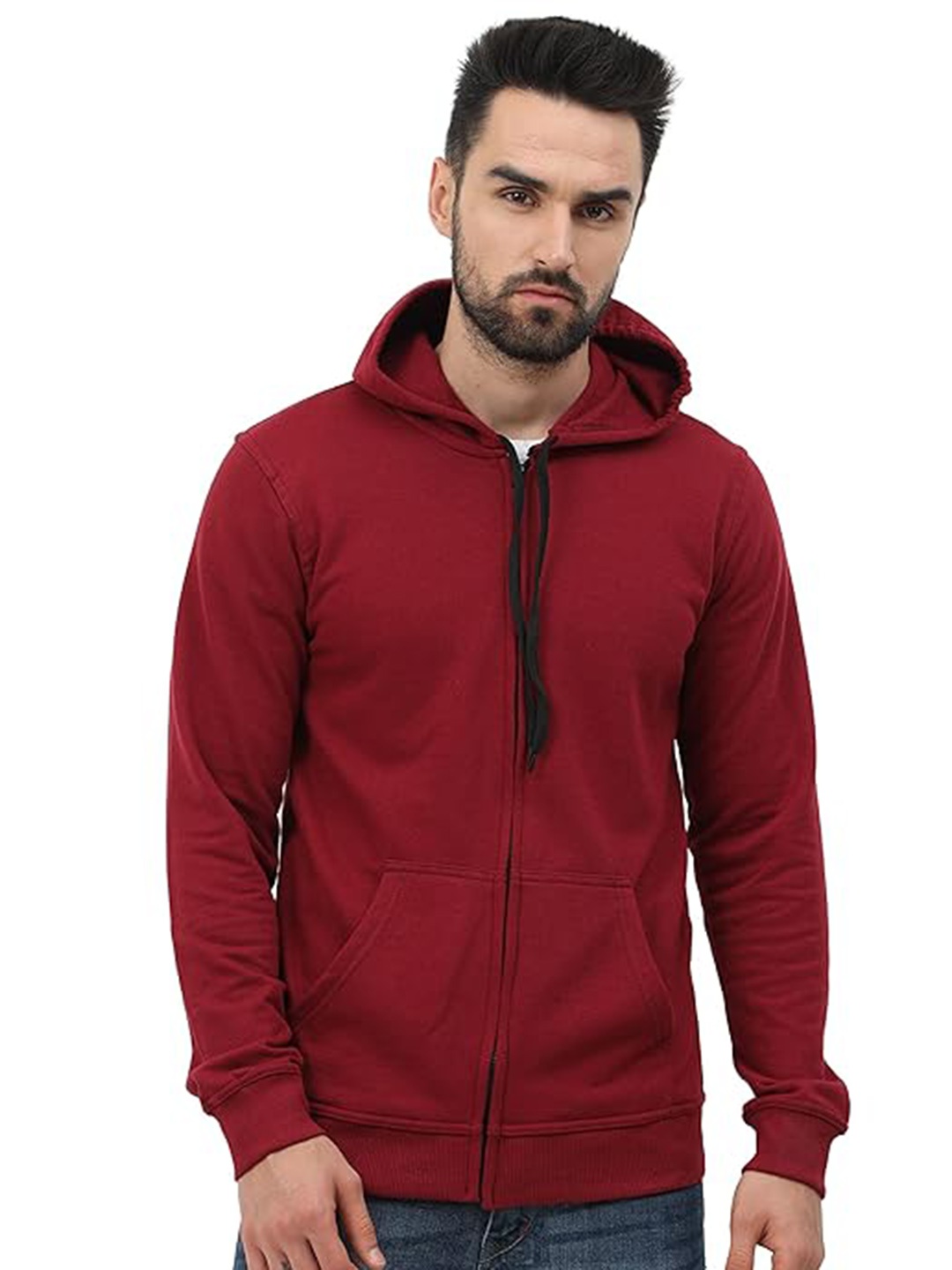

GAINELL Hooded Front Open Sweatshirt, Maroon